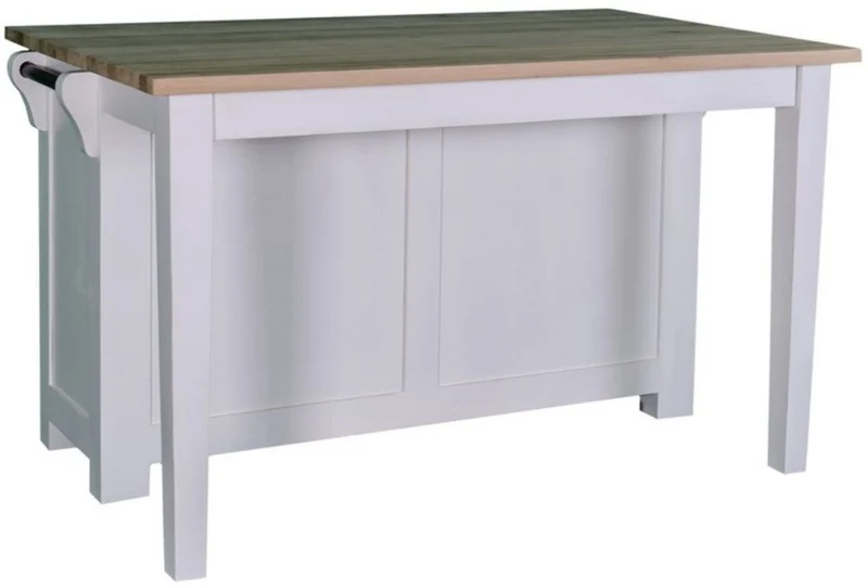 Casa Padrino Landhausstil Kücheninsel Weiß / Naturfarben 135 x 85 x H. 80 cm - Landhausstil Küchenschrank mit 2 Glastüren