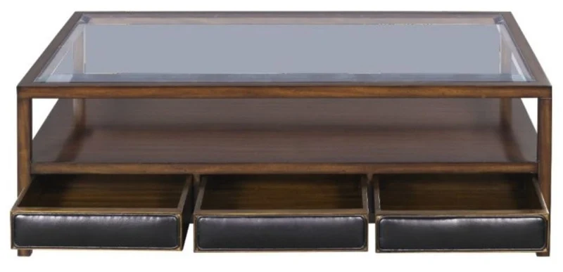 Casa Padrino Luxus Couchtisch Braun / Schwarz 120 x 80 x H. 41 cm - Mahagoni Wohnzimmertisch mit 3 Schubladen