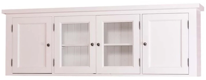 Casa Padrino Landhausstil Küchenhängeschrank / Oberschrank Weiß 192 x 31 x H. 65 cm - Küchenschrank mit 4 Türen