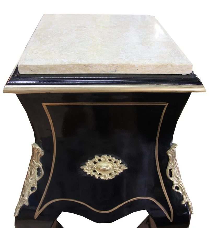 Casa Padrino Barock Säule Schwarz / Gold Mit Creme Marmorplatte 40 x 40 x H.115