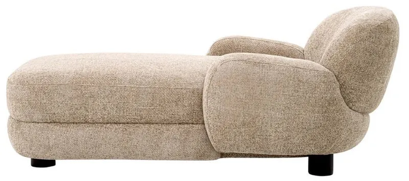 Casa Padrino Luxus Chaiselongue Sandfarben / Schwarz 95 x 170 x H. 69 cm - Wohnzimmer Liegesessel - Recamiere - Wohnzimmer Möbel - Luxus Möbel - Luxus Qualität