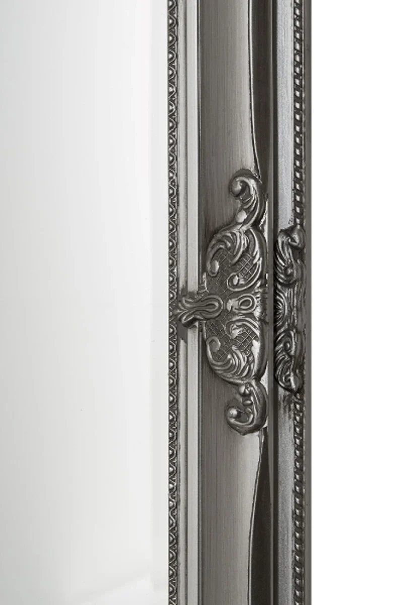 Casa Padrino Barock Spiegel Silber mit wunderschönen antik Verzierungen H. 162 cm - Handgefertigt