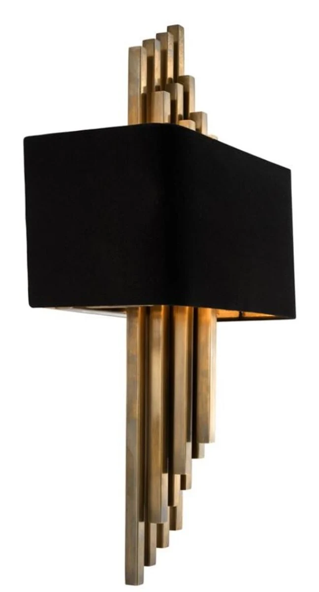 Casa Padrino Luxus Wandleuchte Vintage Messing / Schwarz 31 x H. 59 cm - Hotel & Restaurant Möbel