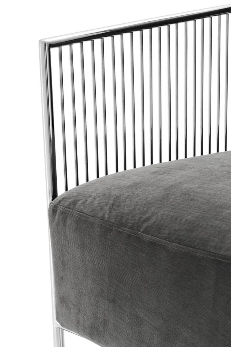 Casa Padrino Luxus Sessel Grau / Silber 69 x 77 x H. 78 cm - Designer Hotel Möbel