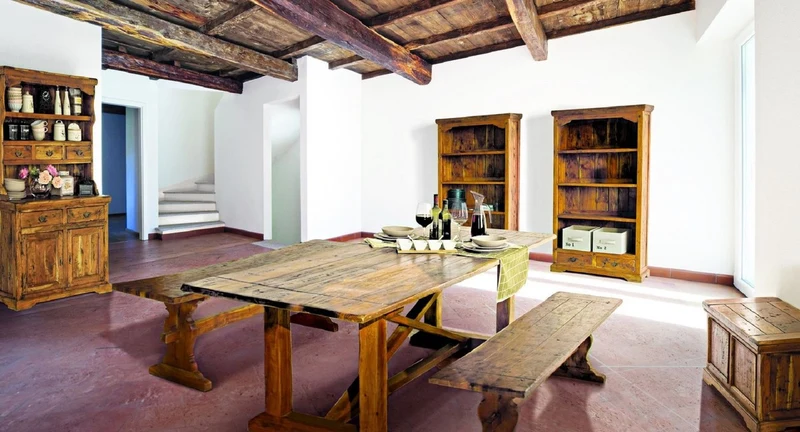 Casa Padrino Landhausstil Bücherschrank Braun / Naturfarben 100 x 35 x H. 185 cm - Massivholz Schrank - Regalschrank - Wohnzimmerschrank - Büroschrank - Landhausstil Möbel