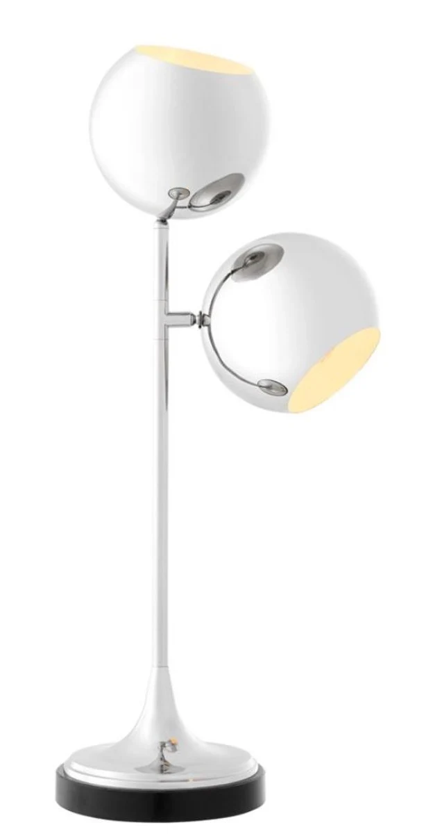 Casa Padrino Tischleuchte Silber / Schwarz Ø 32 x H. 74 cm - Luxus Qualität