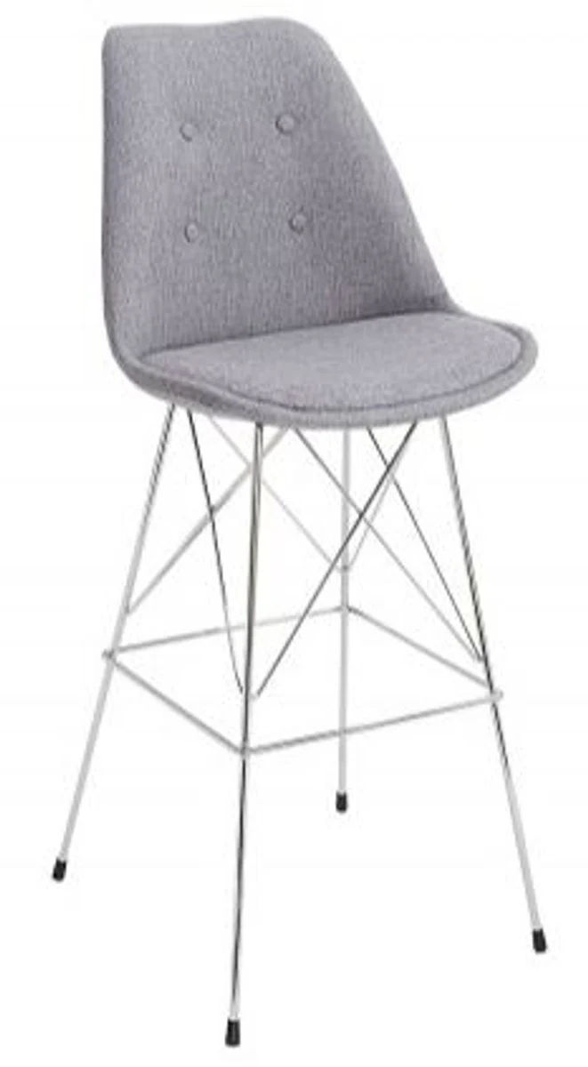 Casa Padrino Designer Barstuhl Retro Grau 49 x 50 x H. 119 cm - Barhocker mit Rückenlehne