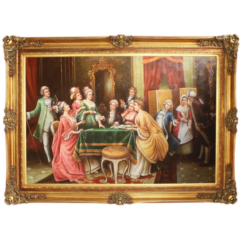 Riesiges Handgemaltes Barock Öl Gemälde Gold Prunk Rahmen 225 x 165 x 10 cm - Massiv