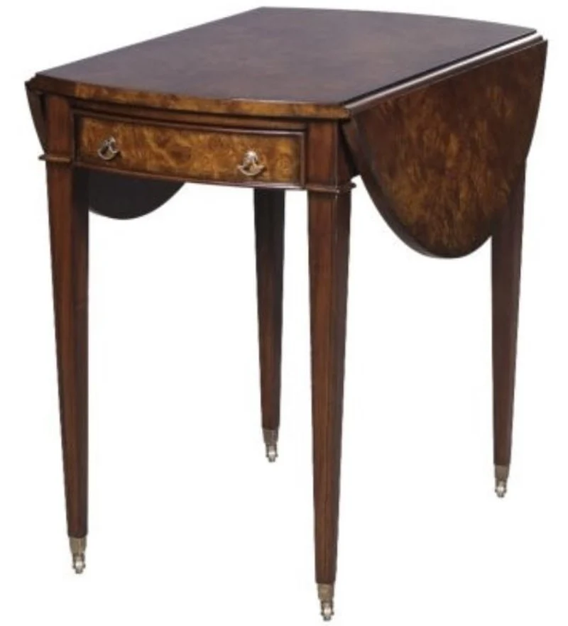Casa Padrino Luxus Beistelltisch mit Schublade Braun / Hellbraun 89 x 76 x H. 64 cm - Wohnzimmer Beistelltisch auf Rollen