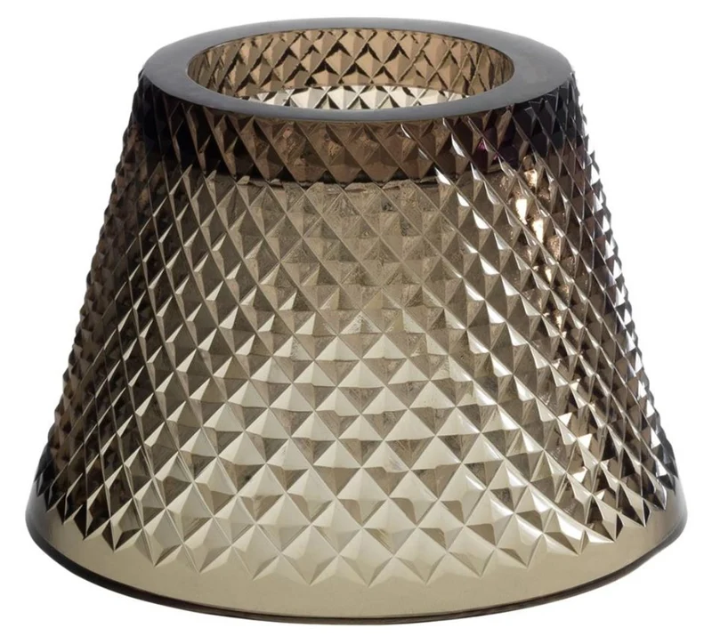 Casa Padrino Glas Teelichthalter-Lampenschirm Braun Ø 15 x H. 12,5 cm - Luxus Accessoires