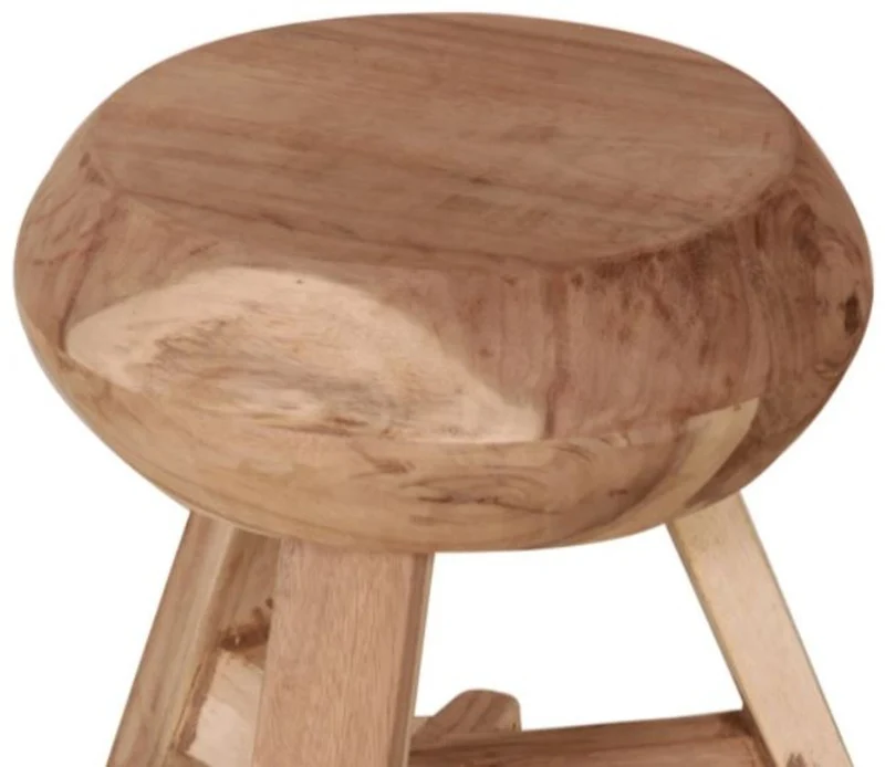 Casa Padrino Landhausstil Hocker Naturfarben Ø 37 x H. 45 cm - Runder Sitzhocker