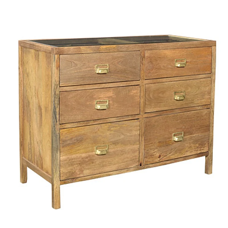 Casa Padrino Designer Schubladenschrank Natur 99 x 40,5 x H.76 cm - Kommode - Handgefertigt aus massivem Holz!