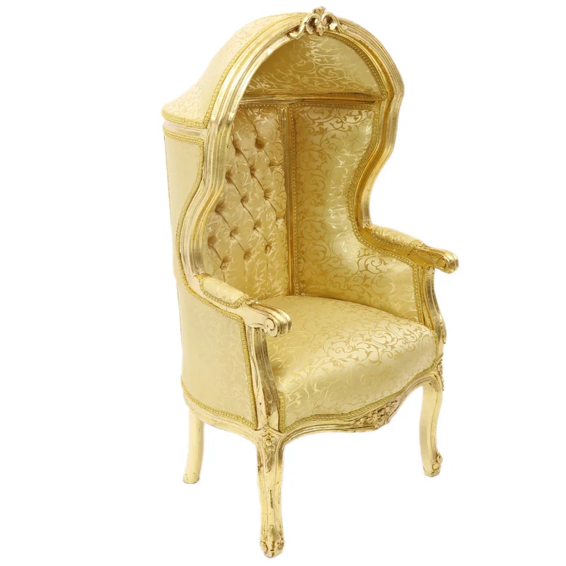 Casa Padrino Barock Kinder Thron Sessel Gold Muster /Gold - Ballon Sessel Barock Möbel