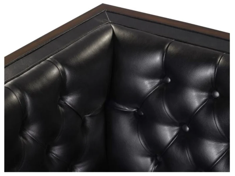 Casa Padrino Chesterfield Echtleder 2-Sitzer Sofa Schwarz / Braun 143 x 78 x H. 71 cm - Hotel Möbel