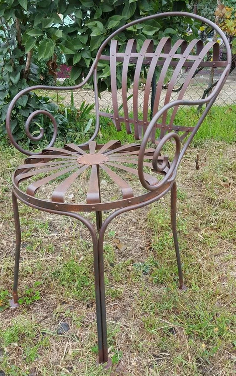 Casa Padrino Schmiedeeisen Gartenstuhl mit Armlehnen Ø 46 x H. 94 cm - verschiedene Farben - Jugendstil Gartenmöbel