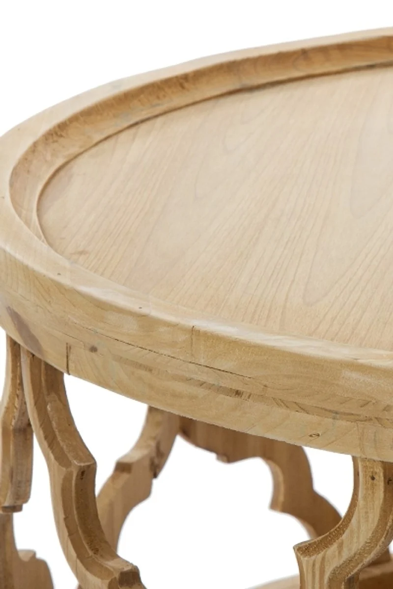 Casa Padrino Designer Couchtisch Naturfarben Ø 80 x H. 37 cm - Moderner Runder Holz Wohnzimmertisch