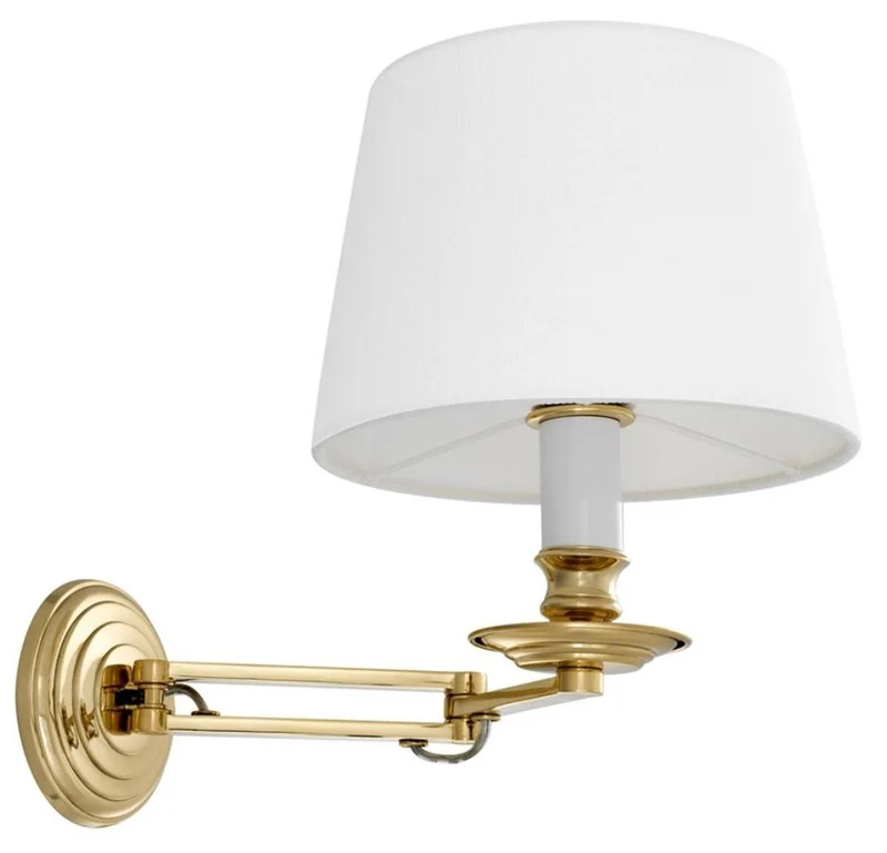 Casa Padrino Luxus Wandleuchte mit Schwenkarm Gold / Weiß 22 x 21,5 x H. 27,5 cm - Hotel & Restaurant Leuchte