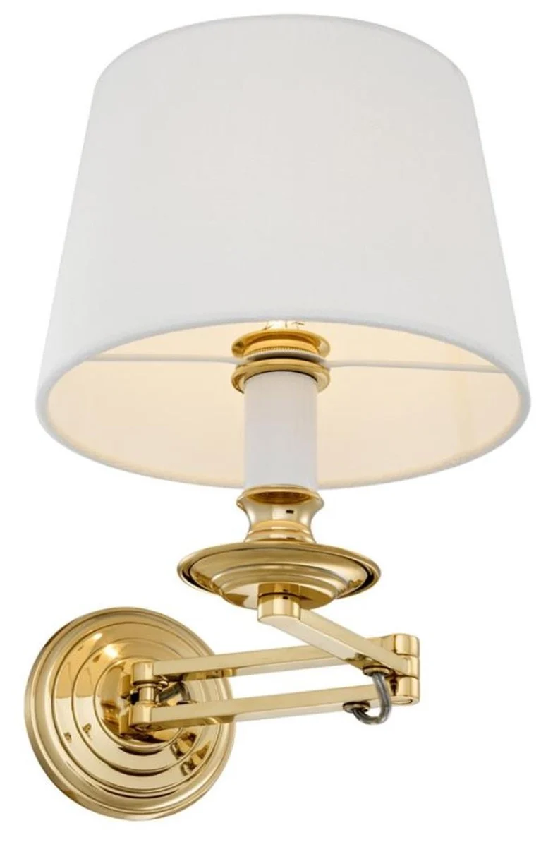 Casa Padrino Luxus Wandleuchte mit Schwenkarm Gold / Weiß 22 x 21,5 x H. 27,5 cm - Hotel & Restaurant Leuchte