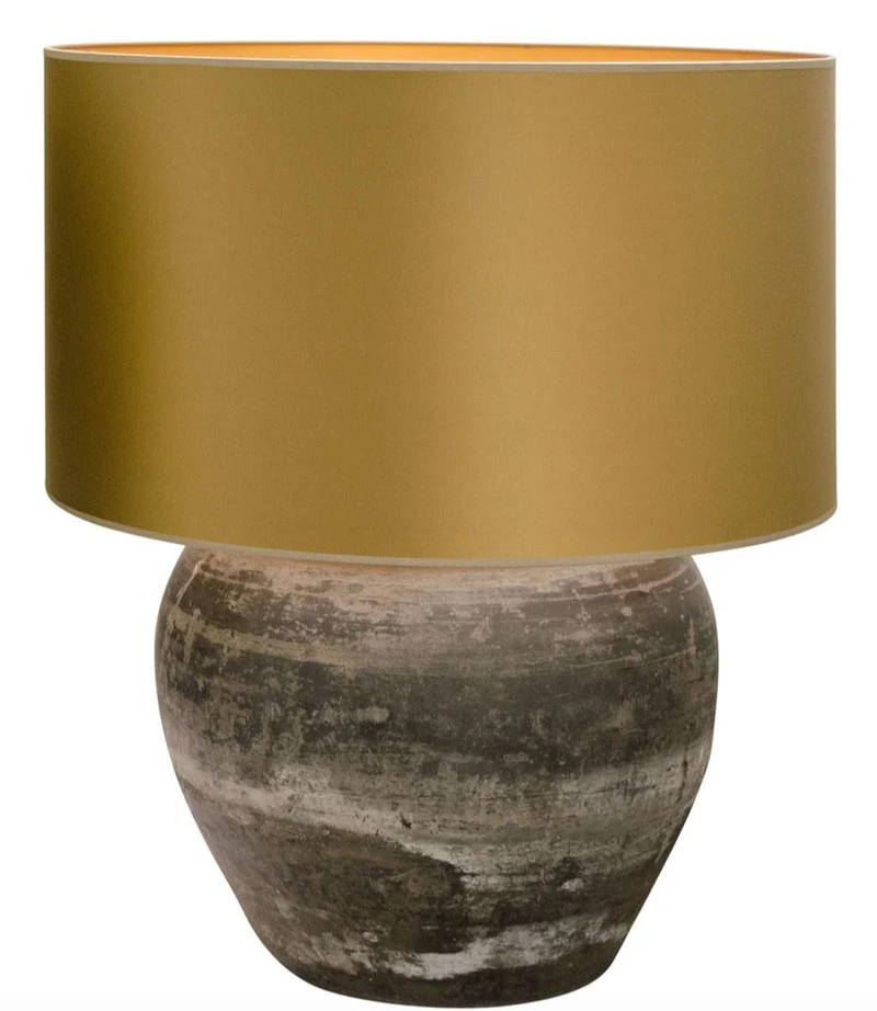 Casa Padrino Luxus Terracotta Tischleuchte Grau / Gold Ø 60 x H. 72 cm - Luxus Möbel