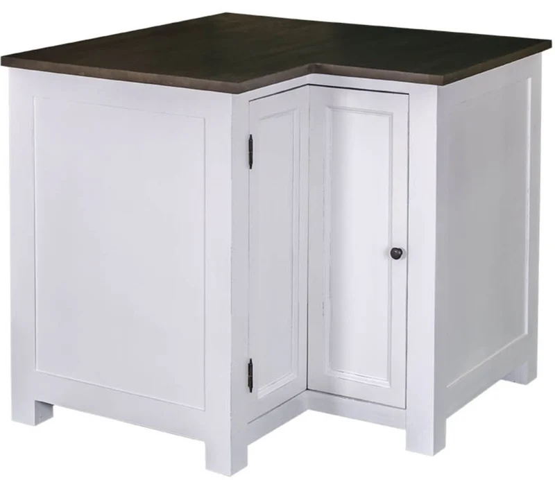 Casa Padrino Landhausstil Küchen Eckschrank Weiß / Schwarz 98 x 98 x H. 90 cm - Landhausstil Küchenschrank mit Tür