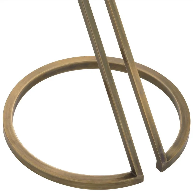 Casa Padrino Luxus Beistelltisch Vintage Messing / Grau Ø 36 x H. 60 cm - Edelstahl Tisch mit Glasplatte - Wohnzimmer Möbel - Luxus Möbel - Luxus Einrichtung - Luxus Interior