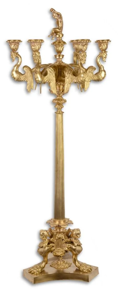 Casa Padrino Barockstil Kerzenständer / Kerzenhalter Gold 32,5 x 32,5 x H. 76,5 cm - Edel & Prunkvoll