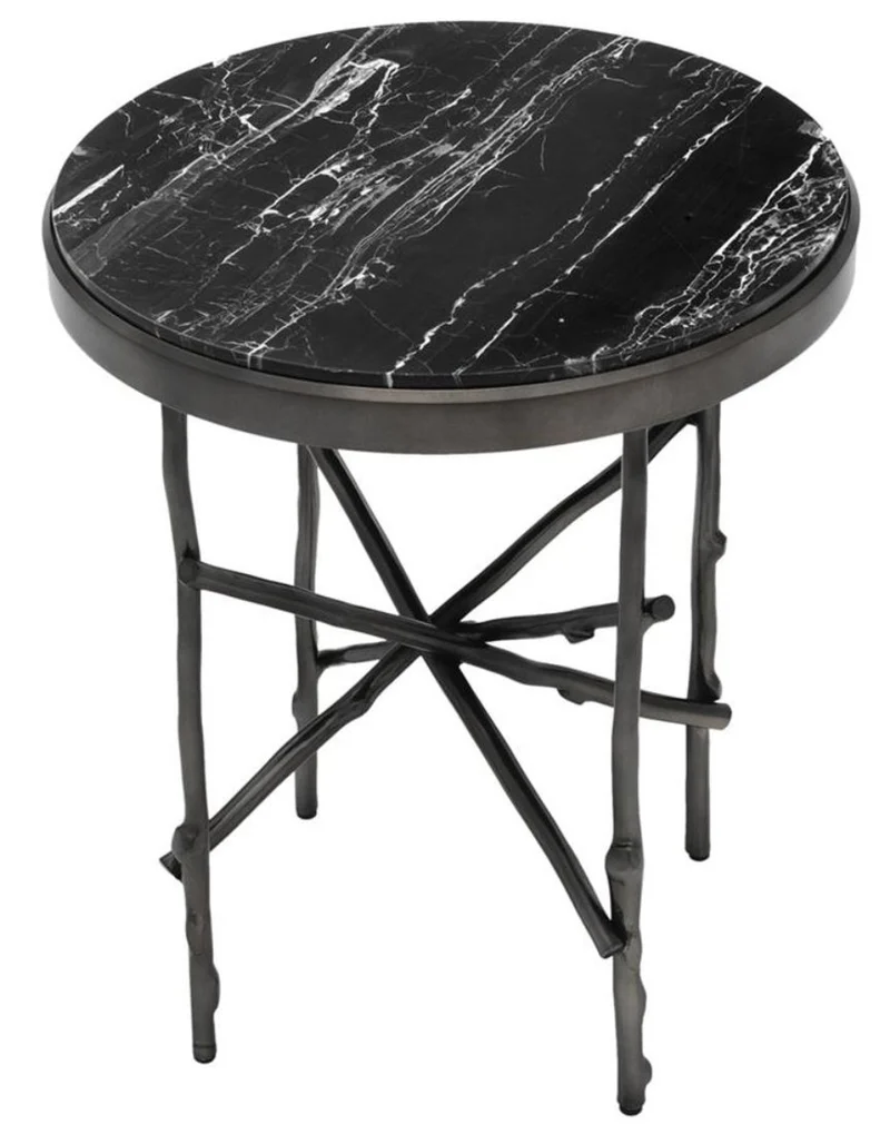 Casa Padrino Luxus Beistelltisch Bronze / Schwarz Ø 50,5 x H. 58,5 cm - Luxus Möbel