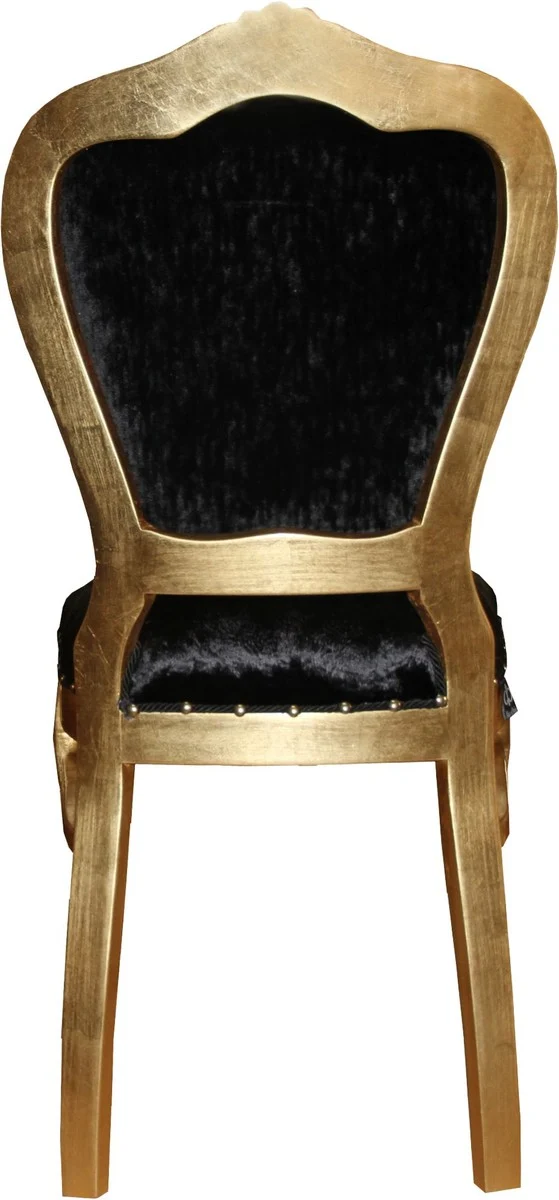 Casa Padrino Barock Luxus Esszimmer Stuhl Schwarz / Gold - Schminktisch Stuhl - Barock Möbel