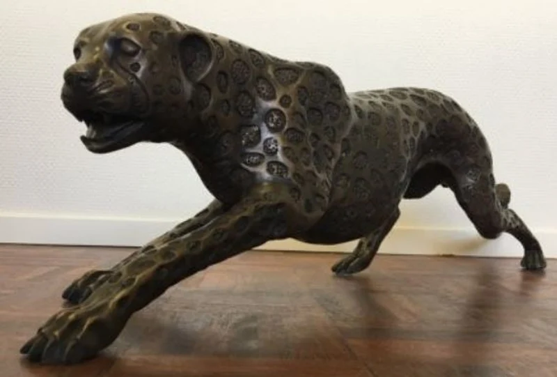 Casa Padrino Luxus Bronzefigur Gepard 115 x 17 x H. 26 cm - Luxus Qualität