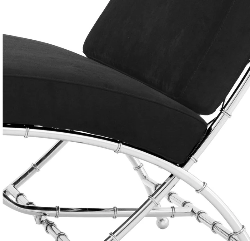 Casa Padrino Luxus Klappstuhl Silber / Schwarz 75 x 81,5 x H. 92 cm - Luxus Möbel