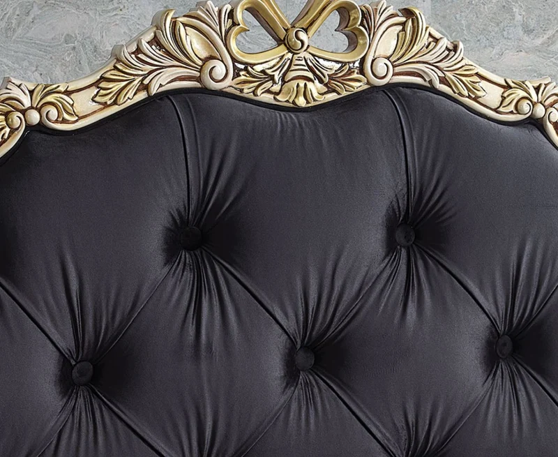 Casa Padrino Luxus Barock Schlafzimmer Möbel Set Schwarz / Cremefarben / Gold - Verschiedene Größen - 1 Barock Doppelbett & 2 Barock Nachtkommoden - Barock Schlafzimmer & Hotel Möbel