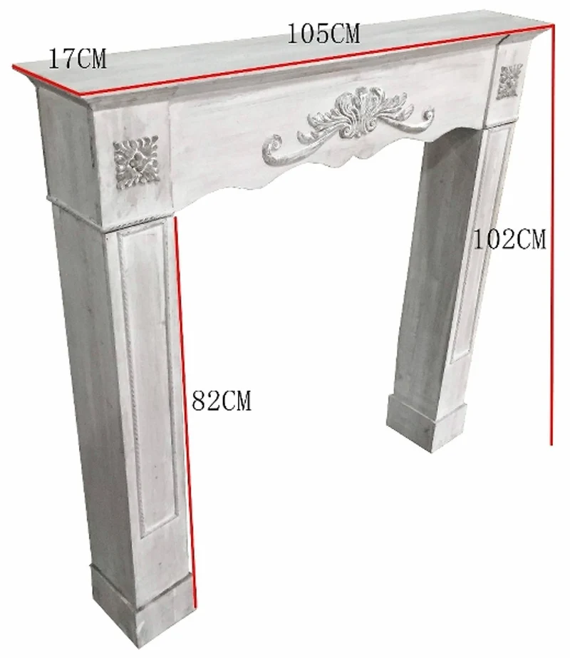 Casa Padrino Landhausstil Kaminumrandung Shabby Chic Grau 105 x 17 x H. 102 cm - Handgefertigte Kaminumrandung aus Holz und Kunstharz