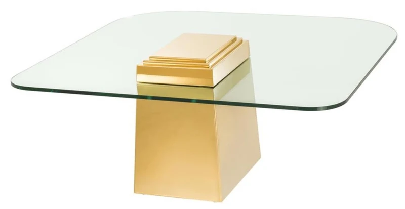 Casa Padrino Luxus Couchtisch / Wohnzimmertisch Gold 105 x 105 x H. 44 cm - Luxus Wohnzimmermöbel