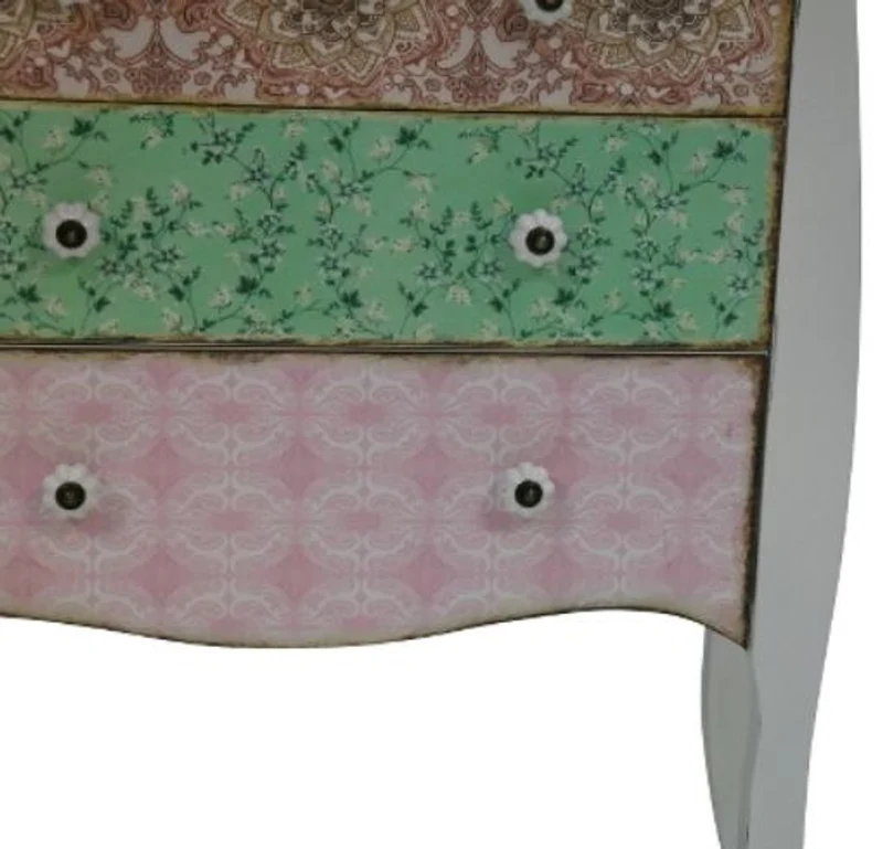 Casa Padrino Landhausstil Kommode Shabby Chic in Antik Weiß und Mehrfarbig, 75 x 38 x H. 76 cm