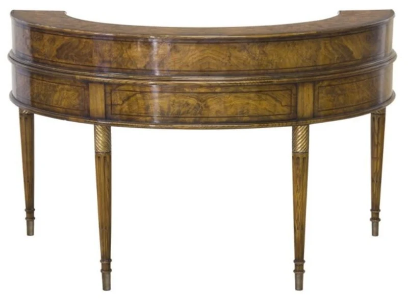 Casa Padrino Luxus Jugendstil Mahagoni Schreibtisch mit 10 Schubladen Braun / Antik Gold 145 x 80 x H. 90 cm - Luxus Qualität