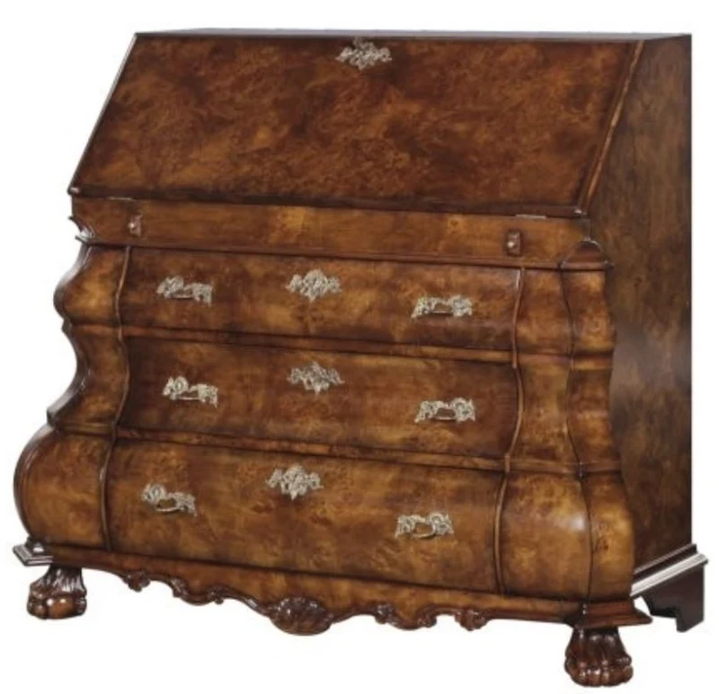 Casa Padrino Luxus Jugendstil Schreibkommode mit 18 Schubladen Braun / Silber 100 x 53 x H. 120 cm - Luxus Qualität