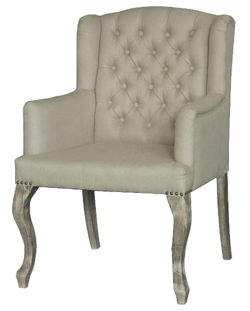 Casa Padrino Chesterfield Esszimmerstuhl mit Armlehnen in Creme 65 x 70 x H. 96 cm
