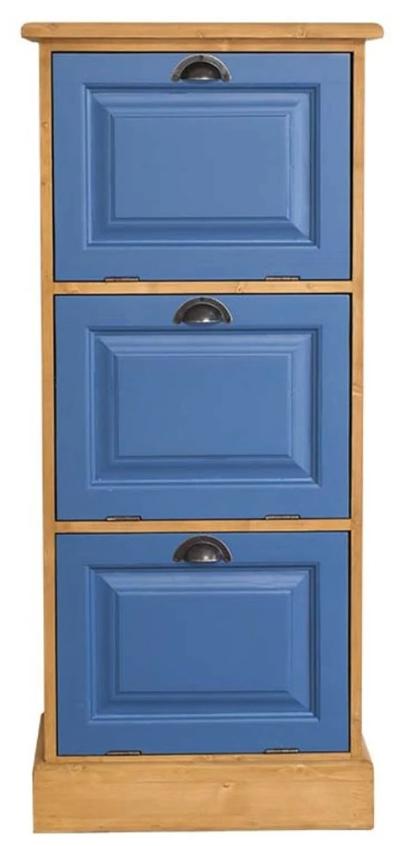 Casa Padrino Landhausstil Kommode Naturfarben / Blau 55 x 40 x H. 126 cm - Möbel im Landhausstil