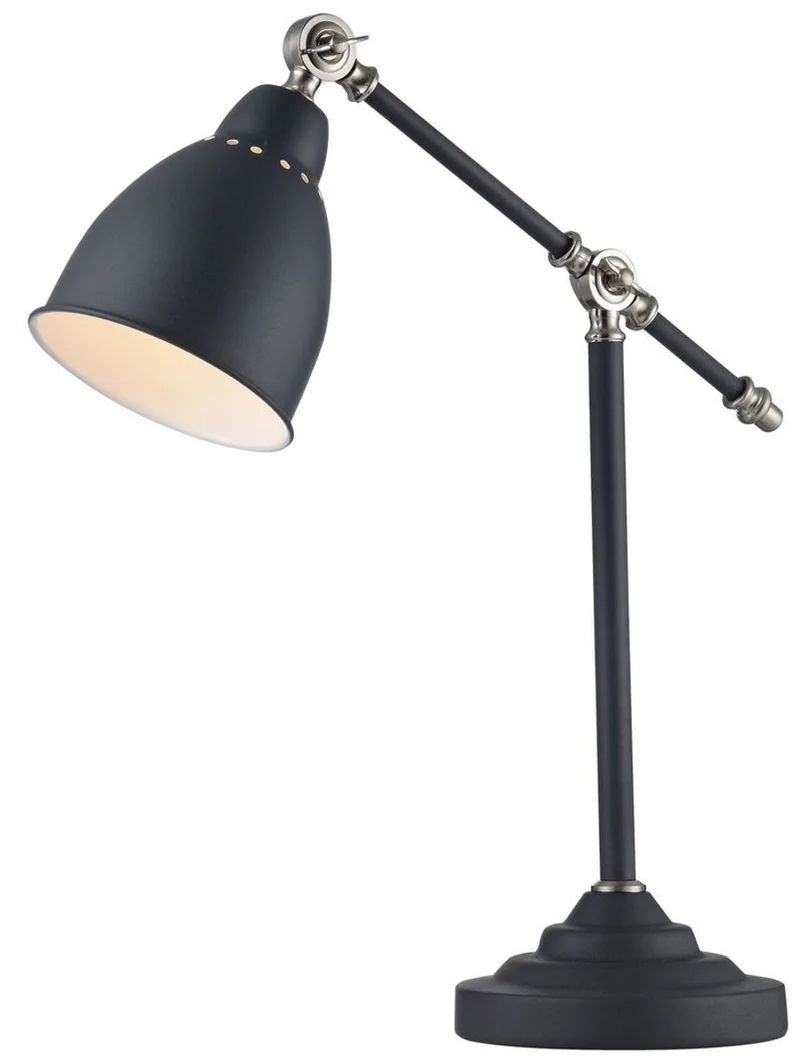 Casa Padrino Schreibtischleuchte im Industrial Stil Schwarz / Silber 17,5 x 47 x H. 52 cm - Tischleuchte mit Schwenkbügel