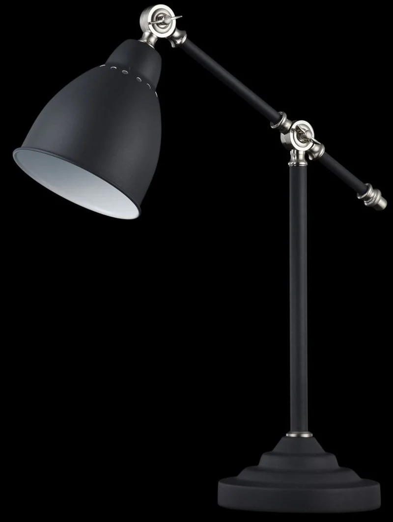 Casa Padrino Schreibtischleuchte im Industrial Stil Schwarz / Silber 17,5 x 47 x H. 52 cm - Tischleuchte mit Schwenkbügel