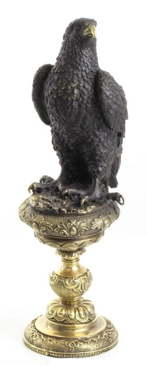 Casa Padrino Bronzefigur Adler Schwarz / Gold 13,3 x 18,9 x H. 42,6 cm - Luxus Dekoration