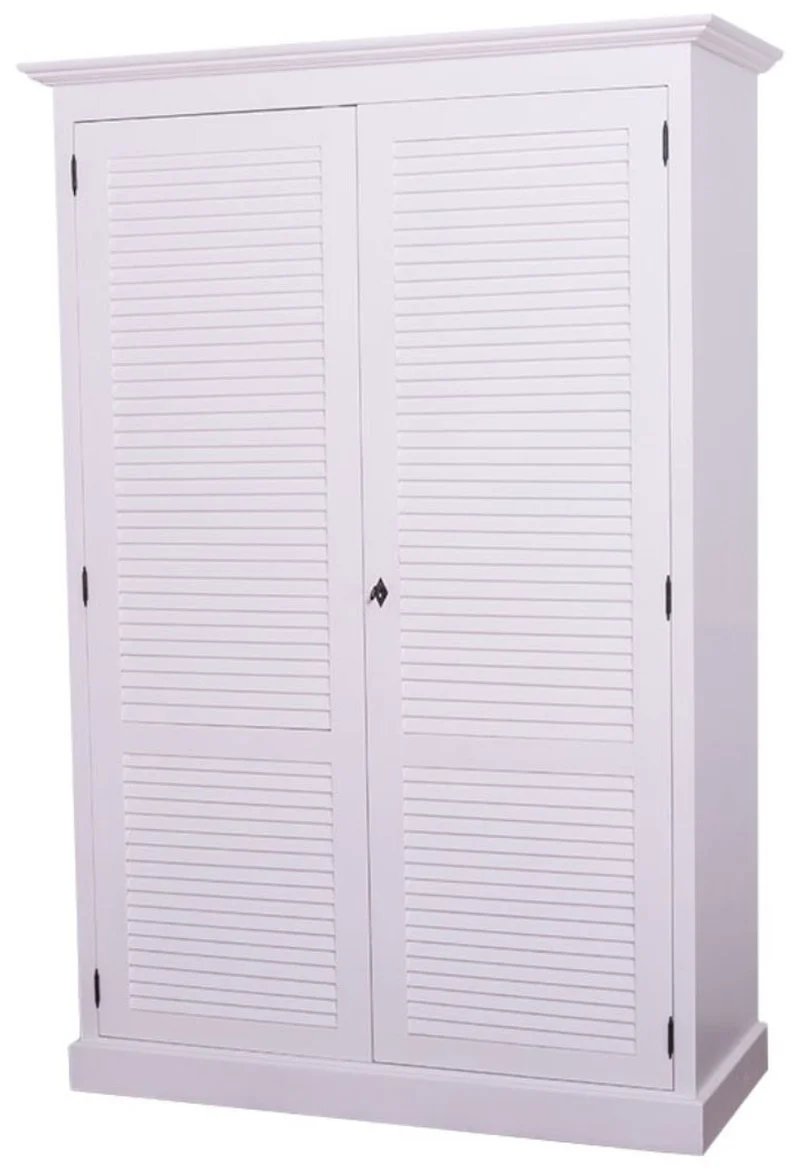 Casa Padrino Landhausstil Schlafzimmerschrank / Kleiderschrank mit 2 Türen Weiß 134 x 59 x H. 200 cm - Schlafzimmermöbel