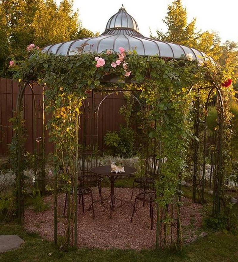 Casa Padrino Gartenpavillon Ø 325 x H. 350 cm - verschiedene Farben - Pavillon aus Schmiedeeisen mit verzinktem Blechdach