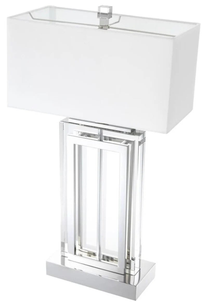 Casa Padrino Luxus Tischleuchte Silber / Weiß 38 x H. 67,5 cm - Hotel & Restaurant Möbel