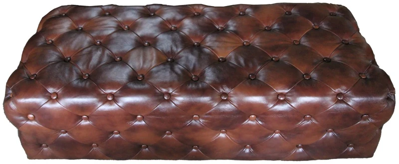 Casa Padrino Luxus Chesterfield Echtleder Fußhocker Dunkelbraun 140 x 60 x H. 42 cm - Luxus Möbel