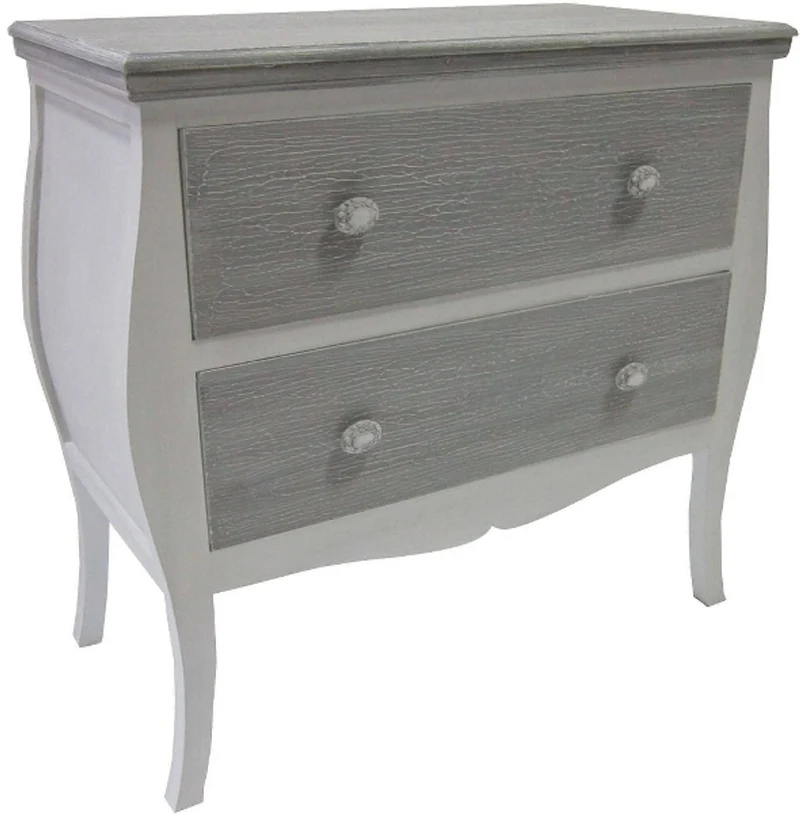 Casa Padrino Landhausstil Kommode mit 2 Schubladen Antik Weiß / Grau 77 x 40 x H. 78 cm