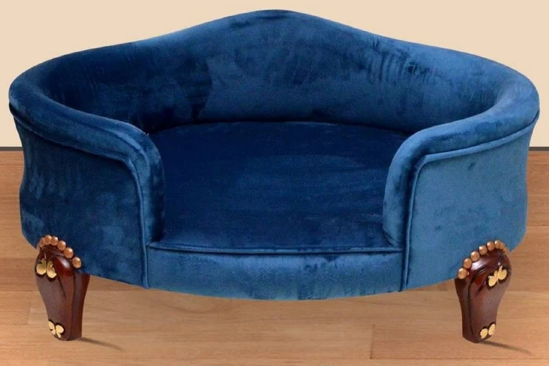 Casa Padrino Barock Hundebett Royal Blau / Braun / Gold - Barock Hundemöbel - Barock Tiermöbel - Tiermöbel im Barockstil