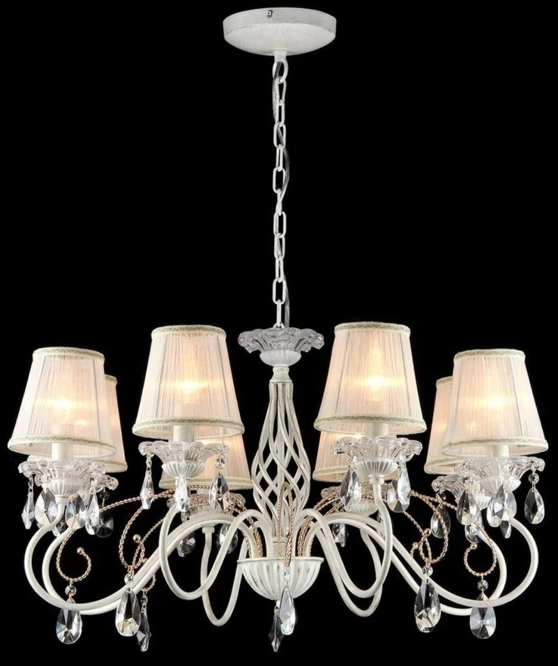 Casa Padrino Barock Kristall Kronleuchter in Weiß und Gold, 8-flammig, Ø 78 x H. 45 cm