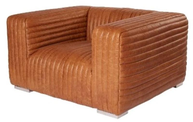 Casa Padrino Luxus Echtleder Sessel im englischen Stil Braun 127 x 110 x H. 67 cm