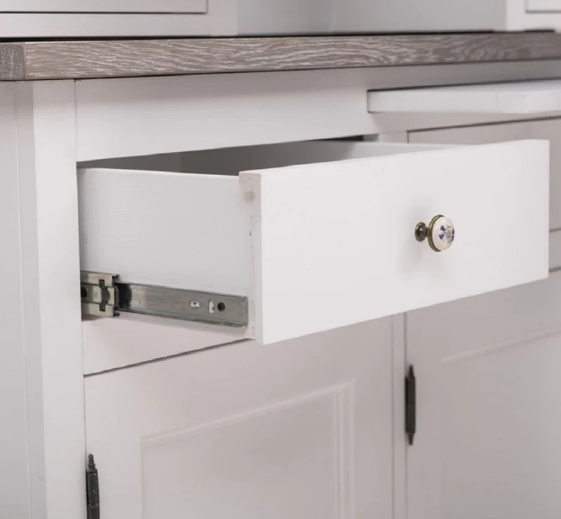 Casa Padrino Landhausstil Küchenschrank Weiß / Grau 138 x 50 x H. 197 cm - 2 Teiliger Küchenschrank mit 5 Türen und 7 Schubladen - Landhausstil Küchenmöbel